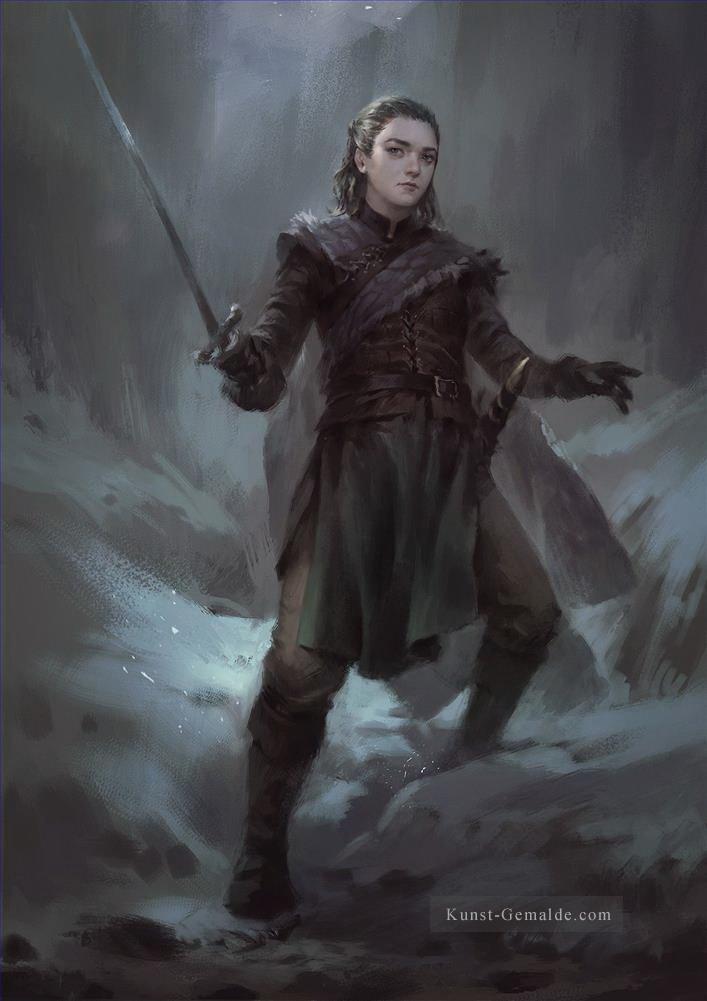 Porträt von Arya Stark im kalten Spiel der Throne Ölgemälde